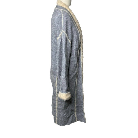 Anthropologie Moth Longline Open Front Cardigan Fur Lined Gray Womens S $200 - Picture 9 of 12